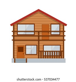 Wooden Country House. Vector