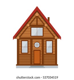 Wooden Country House. Vector