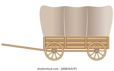 Wooden covered wagon wheel, vector illustration