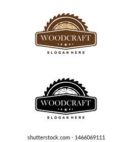 wooden craft logo design icon