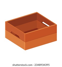 Caja de madera para almacenamiento. Contenedor, cajón o estuches para mercancías. Concepto de entrega