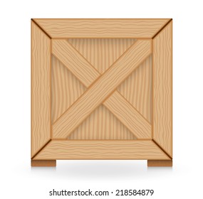 Wooden crate or box vector illustration design isolated on white background. Container or package of wood for industry i.e. warehouse storage, freight transport, delivery and shipment or shipping.