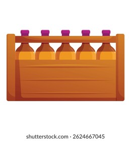 Wooden crate containing glass bottles holding refreshing craft beer, perfect for depicting brewery themes