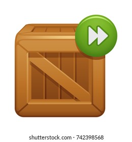 Wooden Crate & Next Button -  of the Realistic Icons Collection . A professional, realistic, pixel aligned icon.