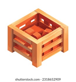 Wooden crate packaging for shipping cargo icon isolated