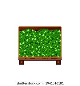 Wooden crate pixel art. Fruit and Vegetable Box. Fruit and vegetable panel. Vector illustration.