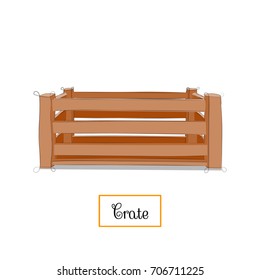 Wooden crate. Simple cute style with curved contour curls. Hand drawing. Vector illustration