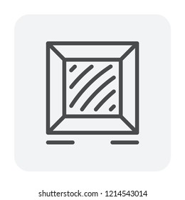 Wooden crate or square box vector icon. Container package of wood, timber and plank for cargo protection in industry i.e. warehouse storage, freight transport, delivery and shipping. Editable stroke.