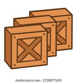 wooden crates box package storage flat color vector illustration template design