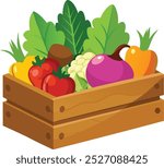 wooden crates for fruits and vegetables clipart