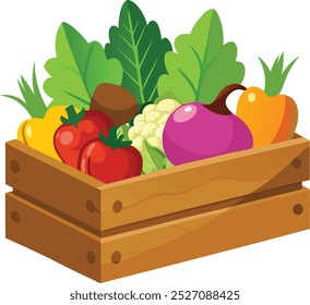 wooden crates for fruits and vegetables clipart