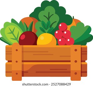 caixas de madeira para frutas e legumes clipart