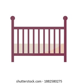 wooden crib baby flat style icon vector illustration design