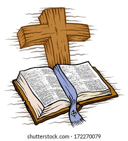 Wooden cross and Bible