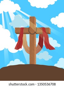 wooden cross and crown of thorns in good friday 