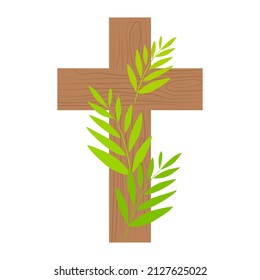 Wooden Cross Decorated Palm Branches Easter Stock Vector (Royalty Free ...