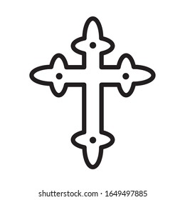 wooden cross religion line style icon vector illustration design