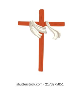 Wooden cross sign icon dynamic wrapped cloth 
