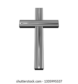 Wooden cross, symbol of the Christian faith. Isolated on white background. Vektor illustration, eps 8.