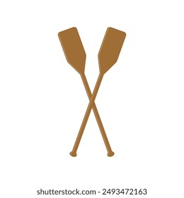 Wooden crossed oars icon. Two paddles. Vector illustration.