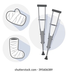 Wooden Crutch And Splint Vector