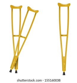 Wooden Crutches On White Background