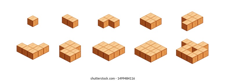 wooden cubes for children learning counting number one to ten, wood cubes sample with different isolated on white, 3d cubes wood for preschool children, block wooden square for mathematical game kids