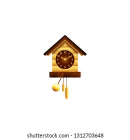 wooden cuckoo clock icon on a white background