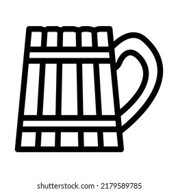 wooden cup line icon vector. wooden cup sign. isolated contour symbol black illustration