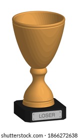 wooden cup is prize for worst worker, loser athlete. Failures in work, black streak in life, life crisis. Vector