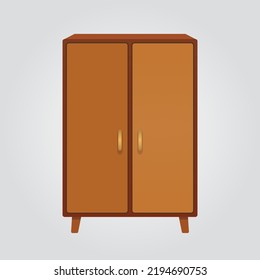 Wooden cupboard, brown simple table vector