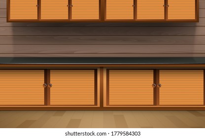 wooden cupboard and cabinet in the kitchen room