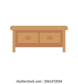 Wooden cupboard table. Flat design vector illustration isolated on white background.