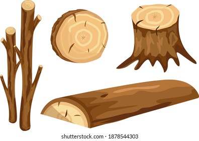 Wooden cut piece, illustration, vector on white background