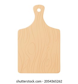 Wooden cutting board with a handle. Isolated illustration on a white background.
