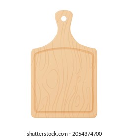 Wooden cutting board with a handle. Isolated illustration on a white background. svg