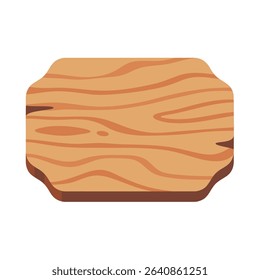 Wooden Cutting Board Illustration with Natural Grain Pattern on White Background