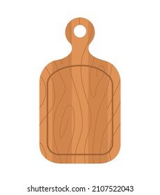 Wooden cutting board. Kitchen tool for cooking. Top view. Vector illustration in flat cartoon style.