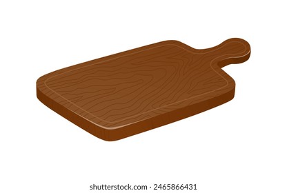 Tabla de cortar de madera, utensilios de cocina. Para cocinar y servir platos. Ilustración vectorial moderna en un estilo realista aislado sobre fondo blanco. Plato para queso, aperitivos para vino.