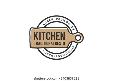 Wooden cutting board logo design badge style