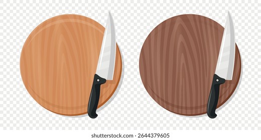 Wooden Cutting Board with Meat Cleaver, Vector Illustration. Kitchen Chopping Board for Food Preparation. Butcher Knife for Meat Cutting. Kitchenware for Cooking, Culinary Tool for Restaurants