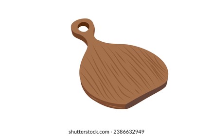 Wooden cutting board vector. Kitchen utensil made of wood. Pizza board accessory for delicious food vector. Tray for tasty cooked dishes. Flat vector in cartoon style isolated on white background.