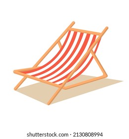 wooden deck chair vector drawing isolated on white background