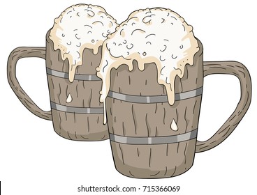 Wooden Decorative Beer Mug with Metal Rings