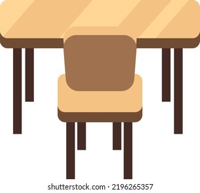 Wooden Desk And Chair. Dinner Table. Study Place