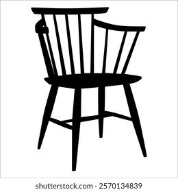 Wooden Desk Chair silhouettes vector illustration