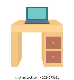 wooden desk with portable computer