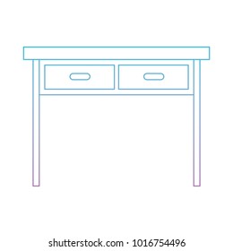 wooden desk of two drawers in degraded blue to purple color contour