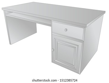 wooden desk. white table isolated on a white background