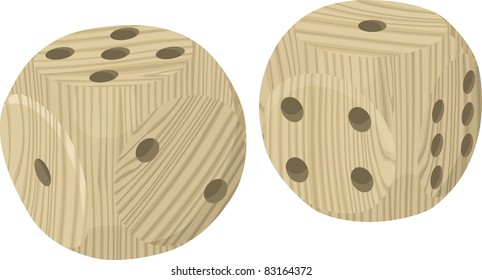 Wooden dices. Vector illustration